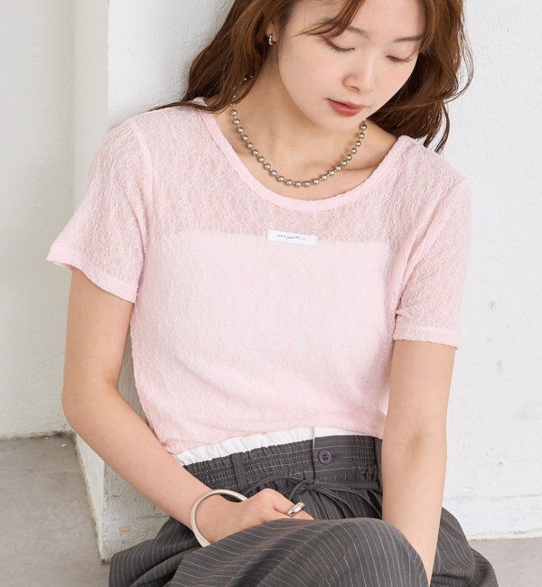  「レースTシャツ」|Tシャツ・カットソー|ピンク