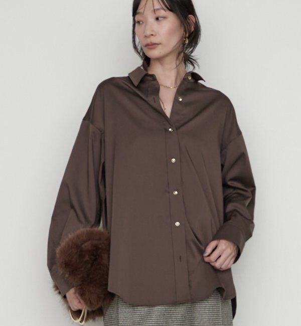  「《名品シャツをブラッシュアップ》BASICサテンシャツ」|シャツ・ブラウス|