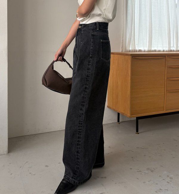  「【サイズ展開あり】タックワイドデニム」|デニム|