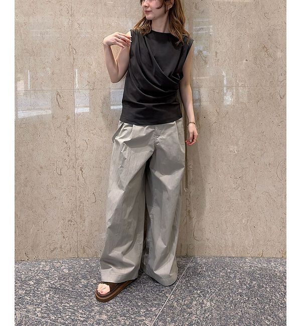 Rouge vif「【接触冷感】【UVカット】【一部店舗限定】ドレープギャザーノースリーブカットソー」|Tシャツ・カットソー|