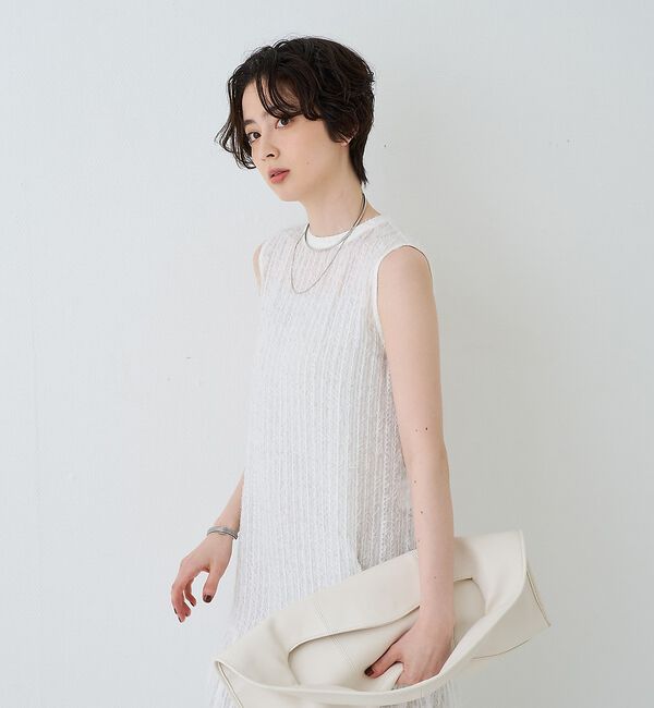 Rouge vif「【人気追加】フェザーノースリーブワンピース」|ワンピース|