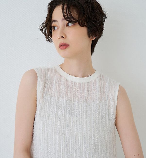 Rouge vif「【人気追加】フェザーノースリーブワンピース」|ワンピース|