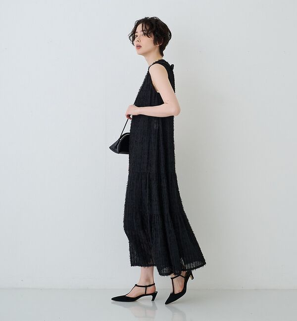 Rouge vif「【人気追加】フェザーノースリーブワンピース」|ワンピース|