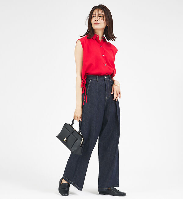 abahouse mavie「【セットアップ対応】レーヨンリネンノースリーブシャツ」|シャツ・ブラウス|