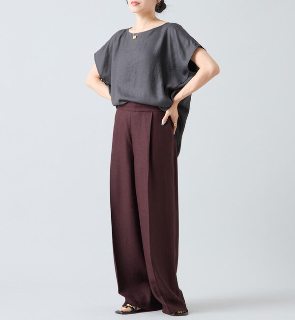 Liesse「《定番》麻調タックワイドパンツ（セットアップ可）」|その他|