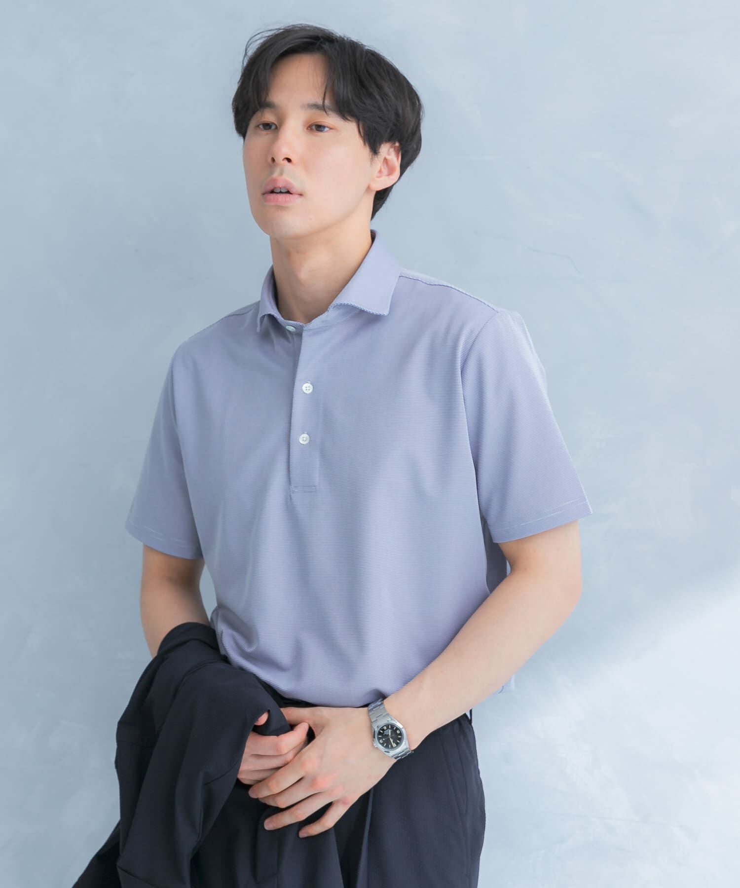 URBAN RESEARCH DOORS「LIFE STYLE TAILOR　トリコットセミワイド半袖プルオーバー刺し子」|シャツ・ブラウス|