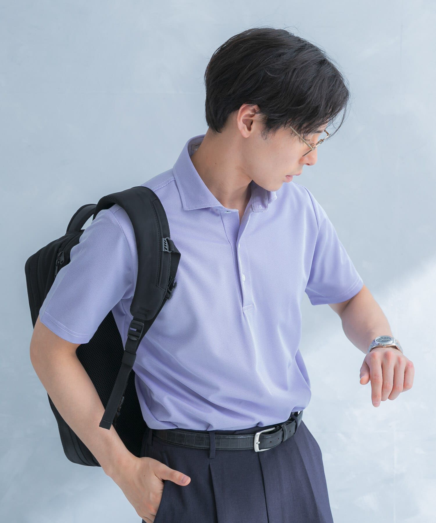 URBAN RESEARCH DOORS「LIFE STYLE TAILOR　トリコットセミワイド半袖プルオーバー刺し子」|シャツ・ブラウス|