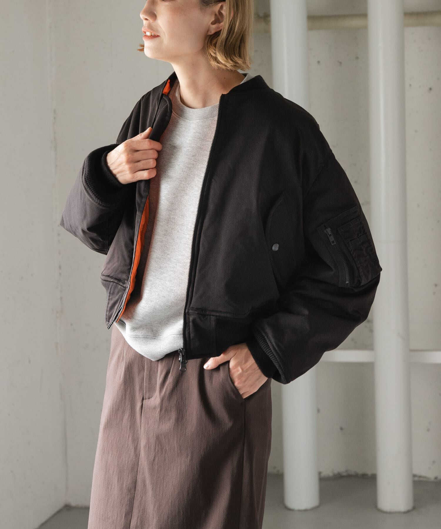 URBAN RESEARCH DOORS「FORK&SPOON　SORONA MA-1ブルゾン」|ブルゾン・スタジャン|ブラック