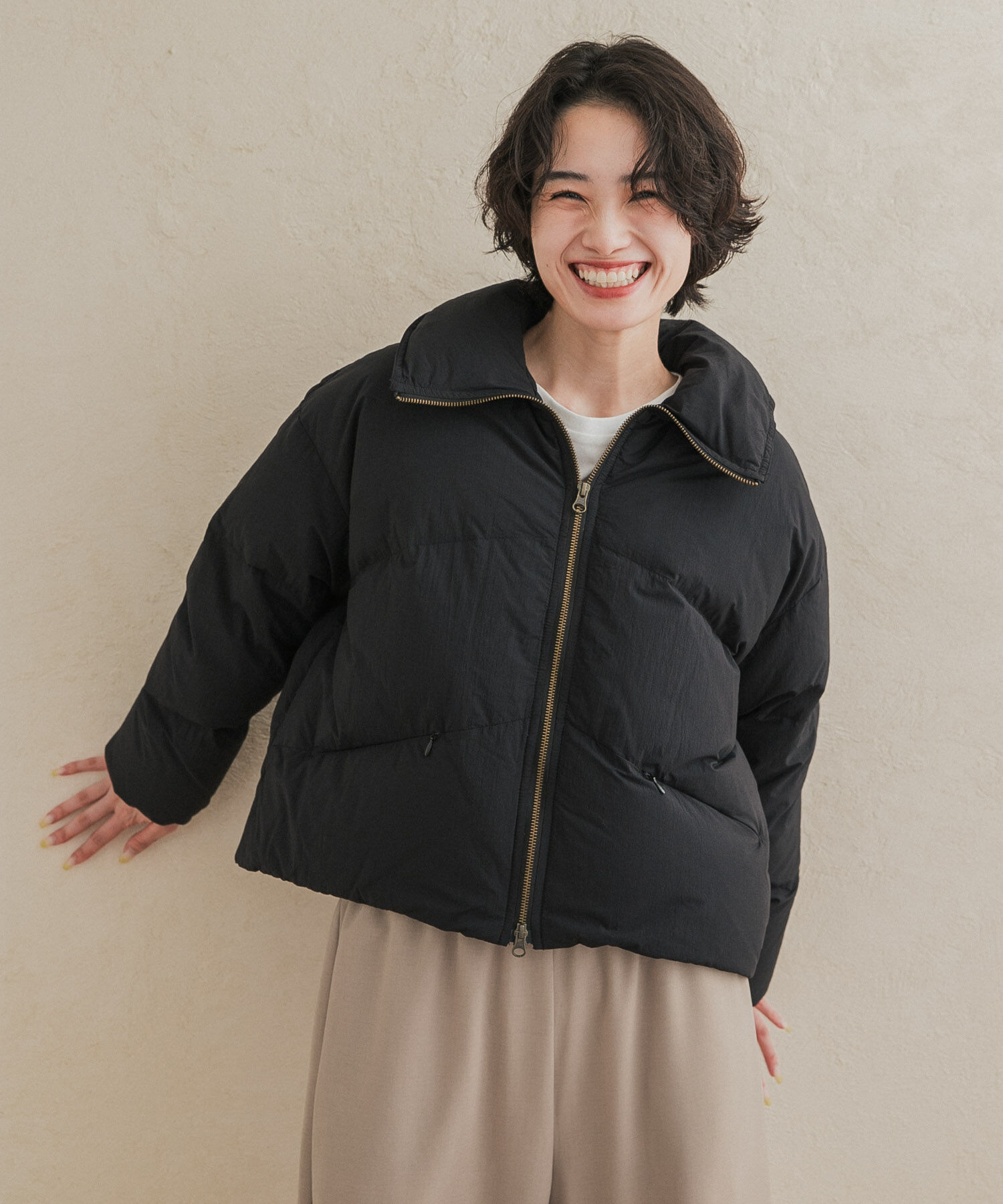 URBAN RESEARCH DOORS「『一部WEB限定カラー』グリーンダウン撥水ZIPショートブルゾン」|ブルゾン・スタジャン|