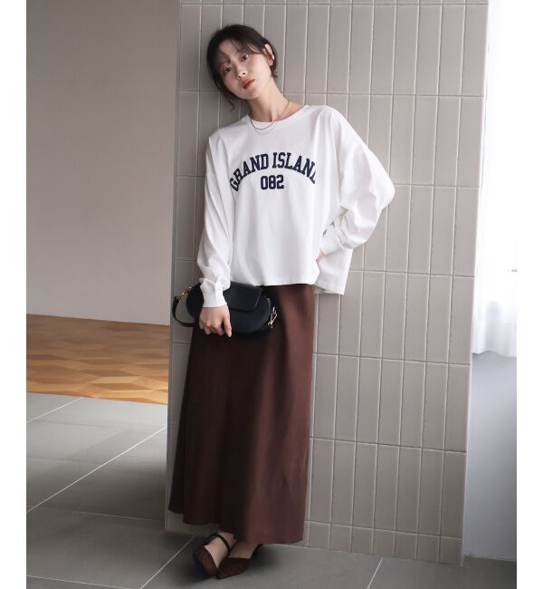  「《WEB限定》カレッジロゴオーバーロングTシャツ」|Tシャツ・カットソー|