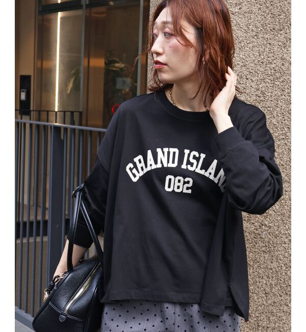  「《WEB限定》カレッジロゴオーバーロングTシャツ」|Tシャツ・カットソー|