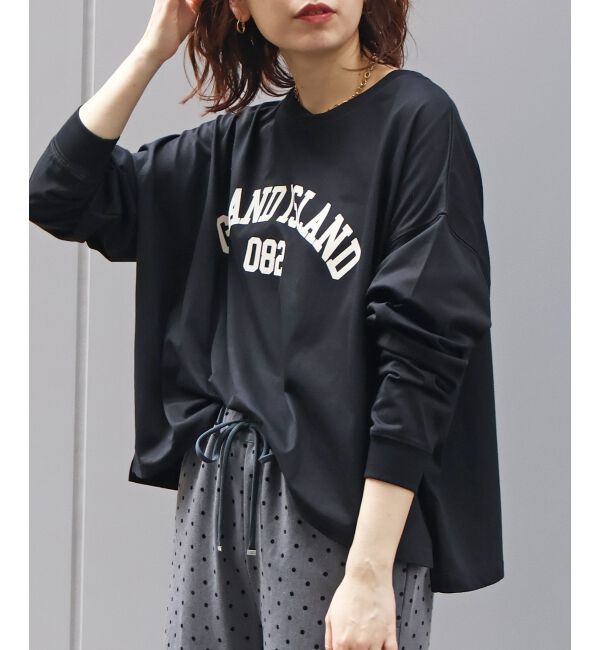  「《WEB限定》カレッジロゴオーバーロングTシャツ」|Tシャツ・カットソー|