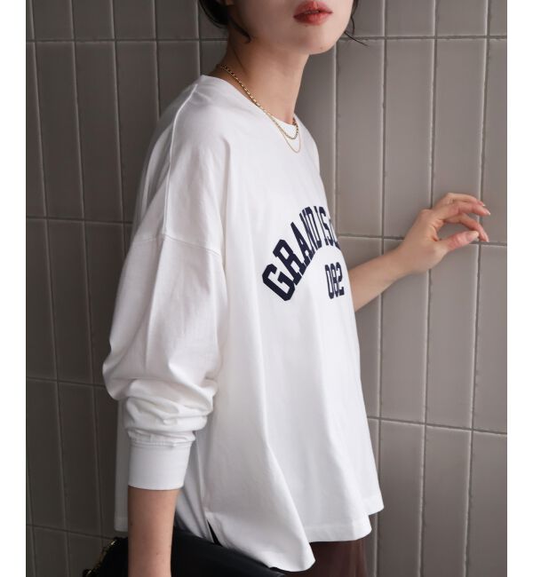  「《WEB限定》カレッジロゴオーバーロングTシャツ」|Tシャツ・カットソー|