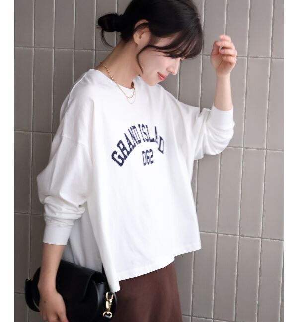  「《WEB限定》カレッジロゴオーバーロングTシャツ」|Tシャツ・カットソー|