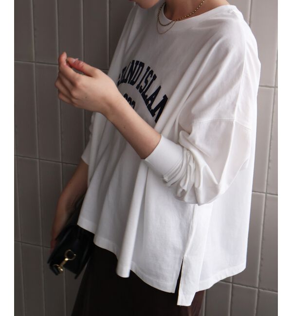 「《WEB限定》カレッジロゴオーバーロングTシャツ」|Tシャツ・カットソー|