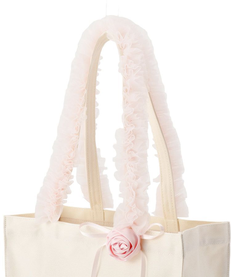 Maison de FLEUR「【A4対応】チュールハンドルローズスクエアトートバッグ」|トートバッグ|