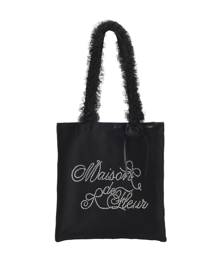 Maison de FLEUR「【A4対応】チュールハンドルローズスクエアトートバッグ」|トートバッグ|