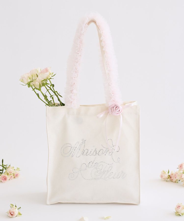 Maison de FLEUR「【A4対応】チュールハンドルローズスクエアトートバッグ」|トートバッグ|