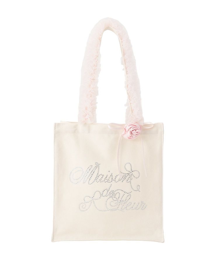 Maison de FLEUR「【A4対応】チュールハンドルローズスクエアトートバッグ」|トートバッグ|