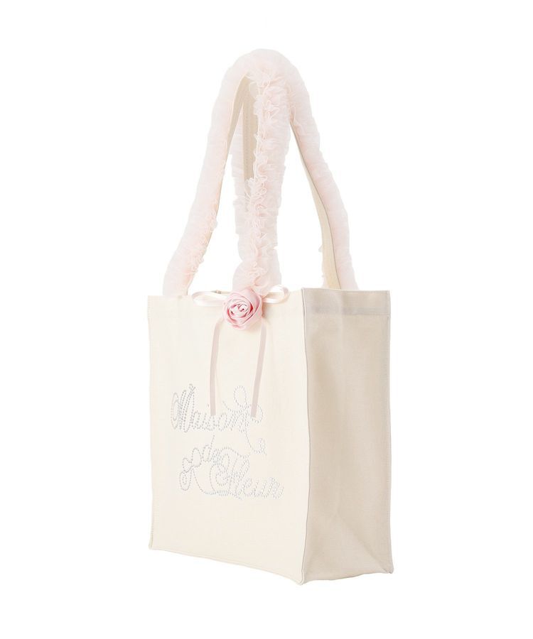 Maison de FLEUR「【A4対応】チュールハンドルローズスクエアトートバッグ」|トートバッグ|