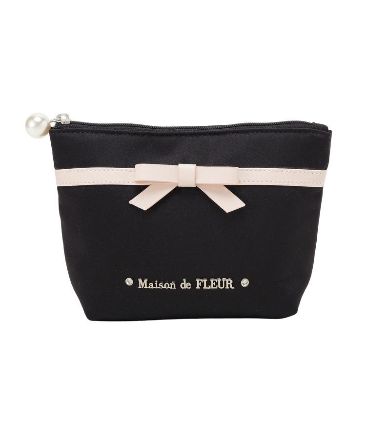 Maison de FLEUR「バイカラーリボンサテンポーチ」|ポーチ|