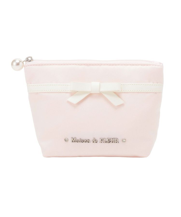 Maison de FLEUR「バイカラーリボンサテンポーチ」|ポーチ|