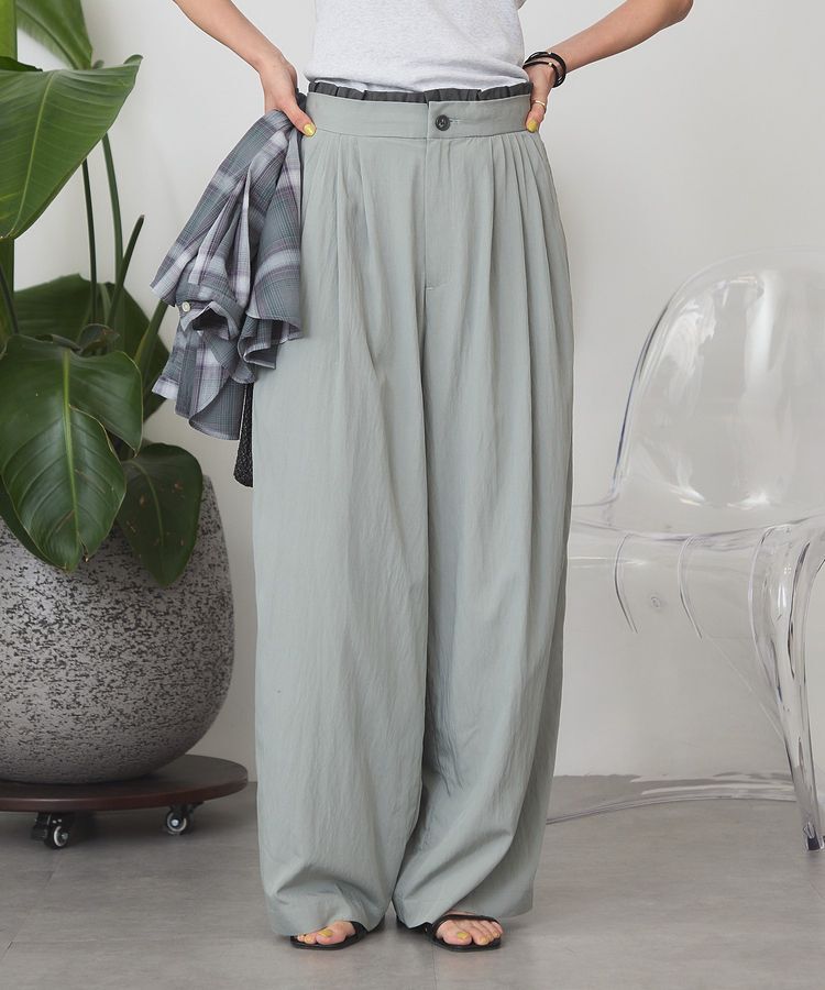 AMERICAN HOLIC「【遮熱・接触冷感】バイカラーWウエストタックパンツ」|その他|Grayish Khaki