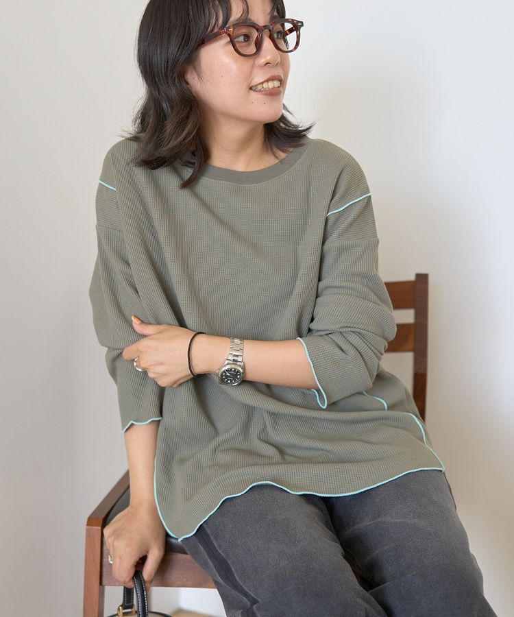 AMERICAN HOLIC「【WEB限定】ワッフル配色メロープルオーバー」|Tシャツ・カットソー|
