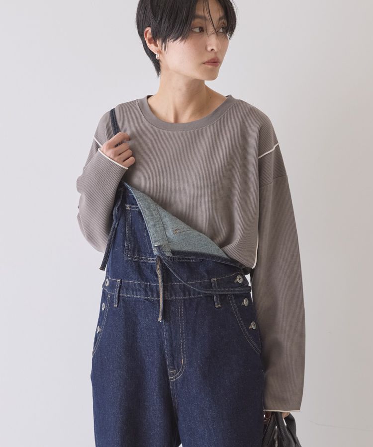 AMERICAN HOLIC「【WEB限定】ワッフル配色メロープルオーバー」|Tシャツ・カットソー|Charcoal Gray
