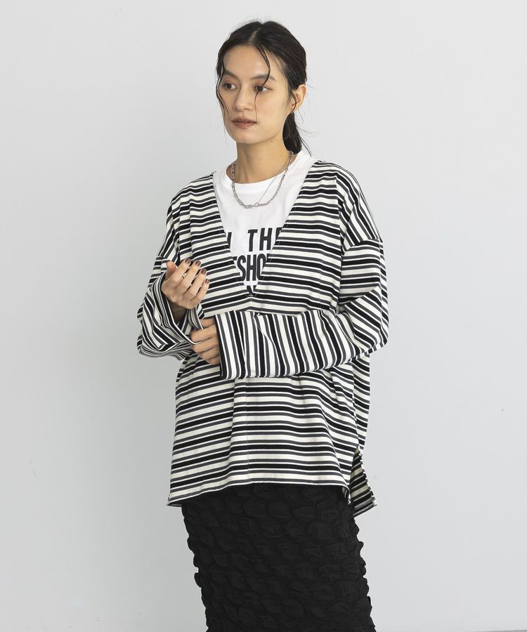 GARAGE OF GOOD CLOTHING「マルチボーダーVネックプルオーバー」|Tシャツ・カットソー|