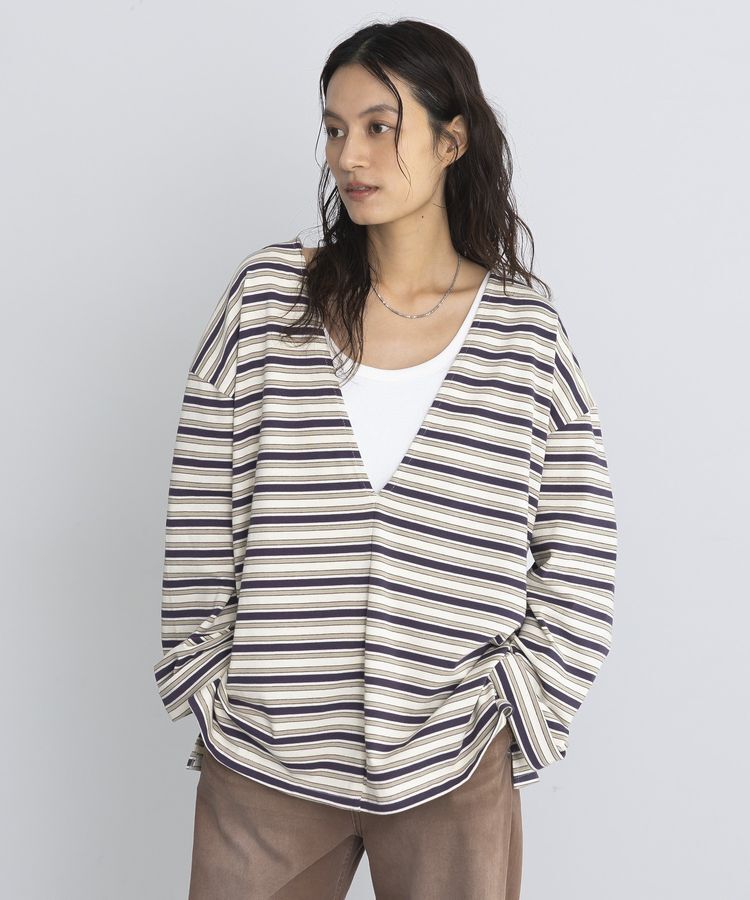 GARAGE OF GOOD CLOTHING「マルチボーダーVネックプルオーバー」|Tシャツ・カットソー|