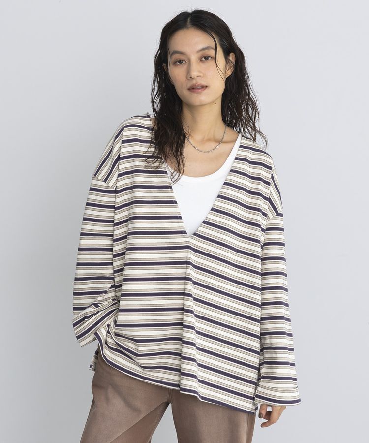 GARAGE OF GOOD CLOTHING「マルチボーダーVネックプルオーバー」|Tシャツ・カットソー|
