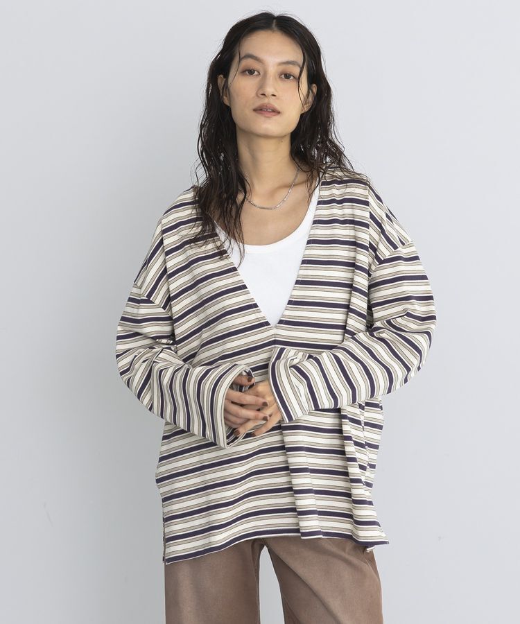 GARAGE OF GOOD CLOTHING「マルチボーダーVネックプルオーバー」|Tシャツ・カットソー|