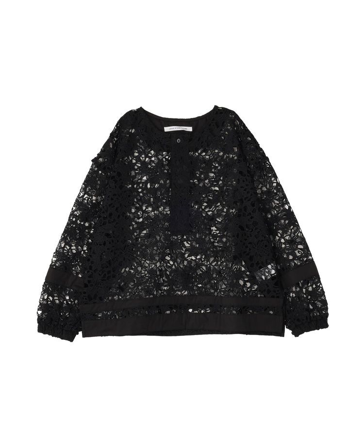 GARAGE OF GOOD CLOTHING「ライン入りプルオーバーレースブラウス」|シャツ・ブラウス|Black