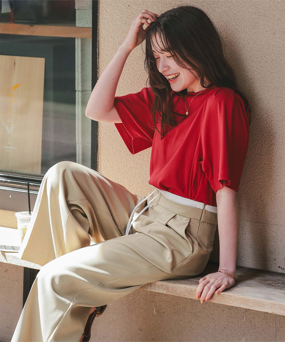 titivate「クルーネックタックスリーブトップス」|Tシャツ・カットソー|
