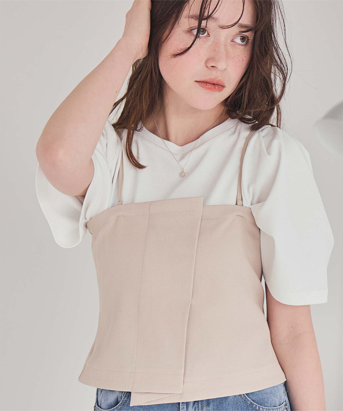 titivate「クルーネックタックスリーブトップス」|Tシャツ・カットソー|