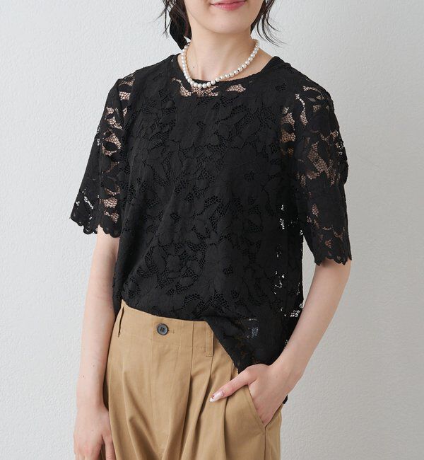  「花柄コード刺繍スカラップレースブラウス」|シャツ・ブラウス|