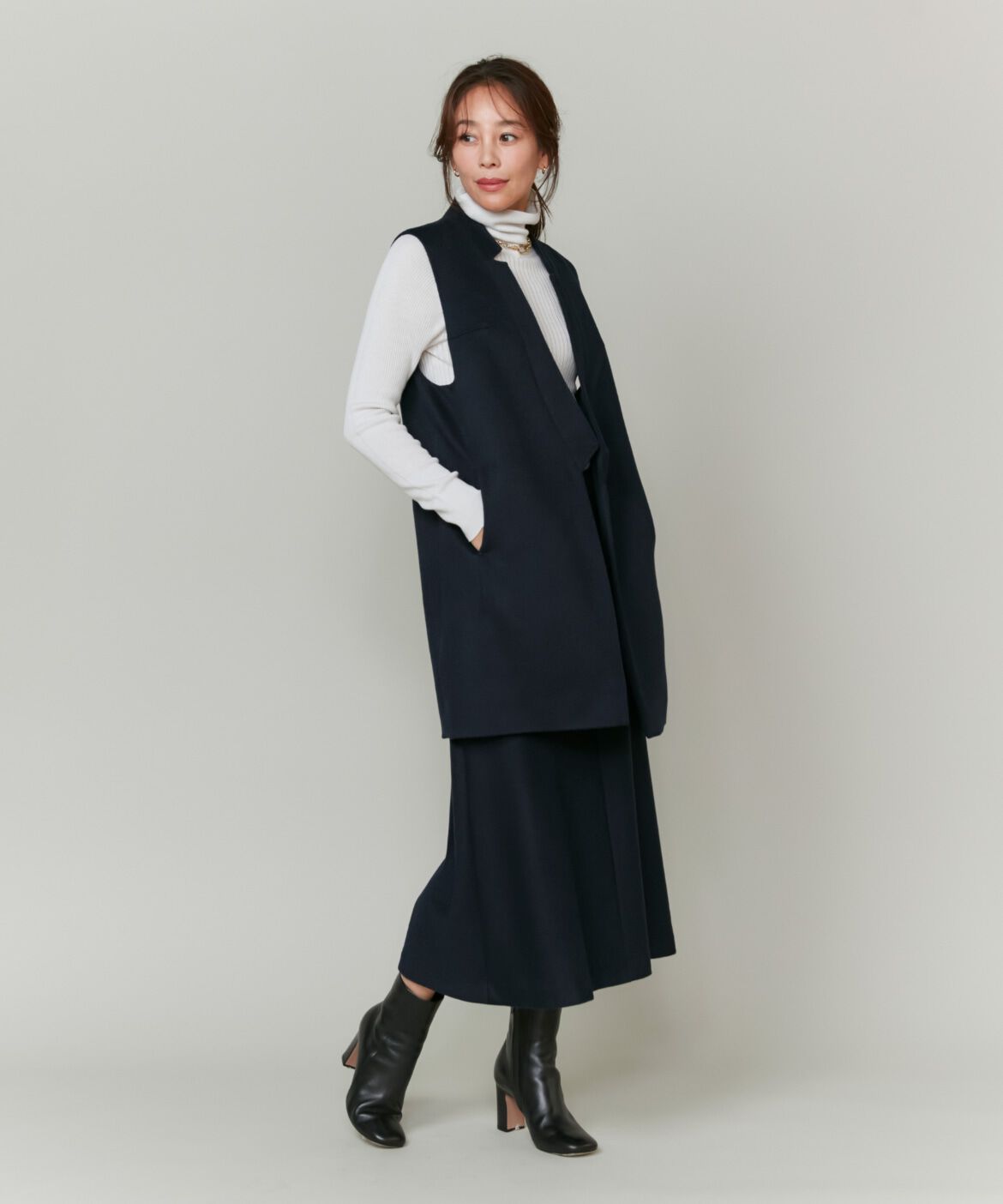 INED「《大きいサイズ》カシミヤAラインスカート《大草直子コラボ》《COLOMBO》」|フレア|