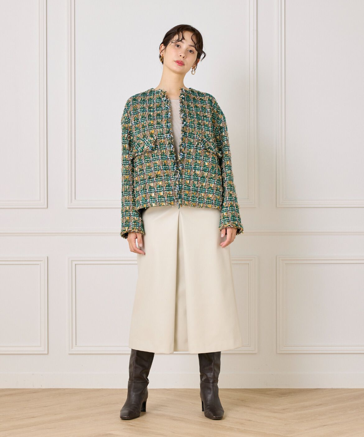 la veille by SUPERIOR CLOSET「《大きいサイズ》LINTONノーカラージャケット」|ノーカラージャケット|