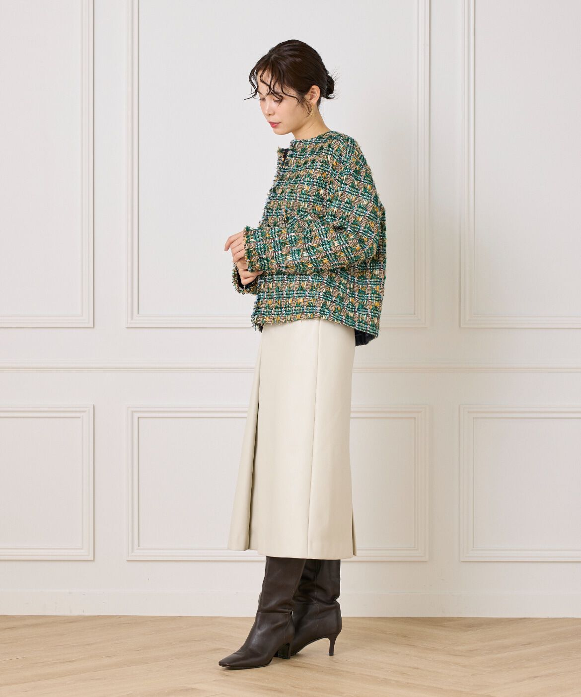 la veille by SUPERIOR CLOSET「《大きいサイズ》LINTONノーカラージャケット」|ノーカラージャケット|