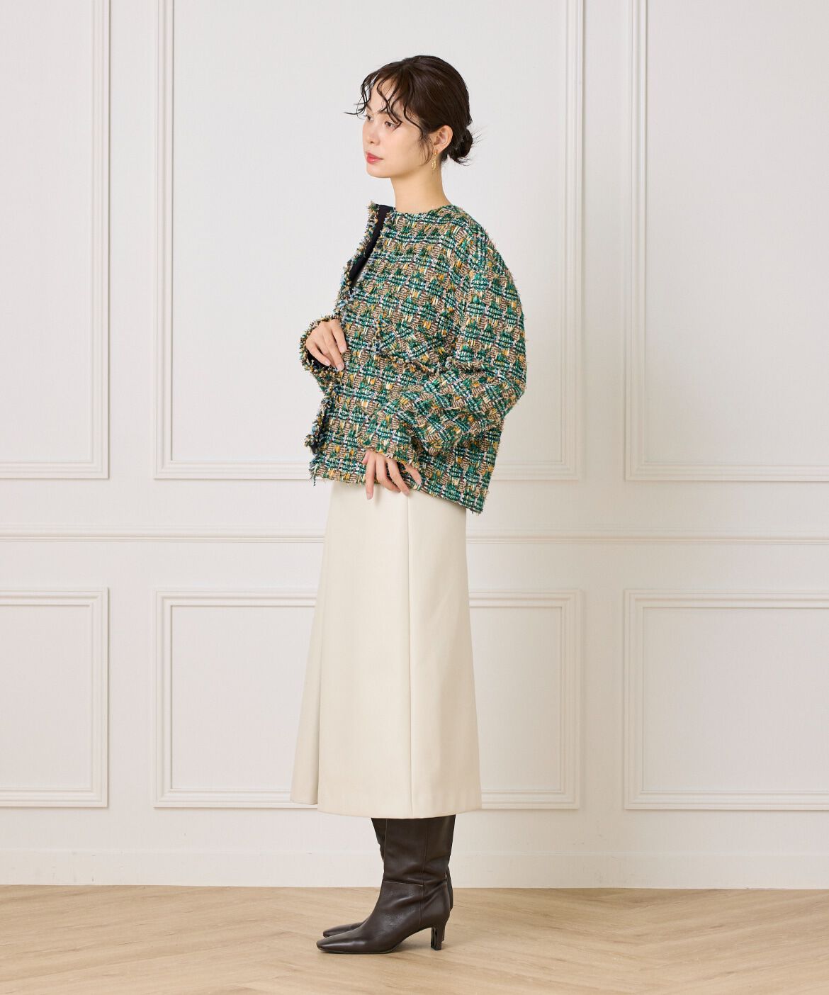 la veille by SUPERIOR CLOSET「《大きいサイズ》LINTONノーカラージャケット」|ノーカラージャケット|