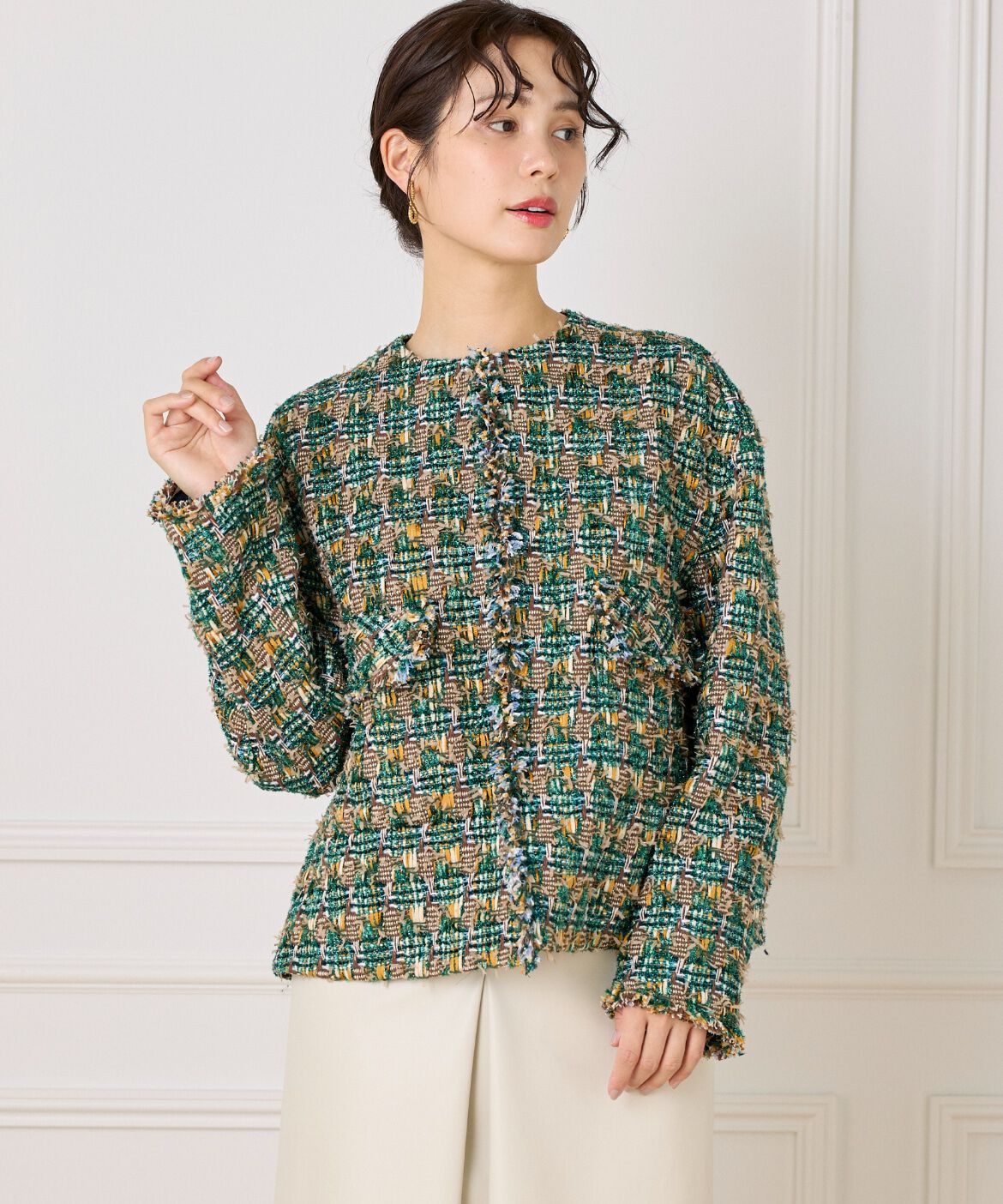 la veille by SUPERIOR CLOSET「《大きいサイズ》LINTONノーカラージャケット」|ノーカラージャケット|