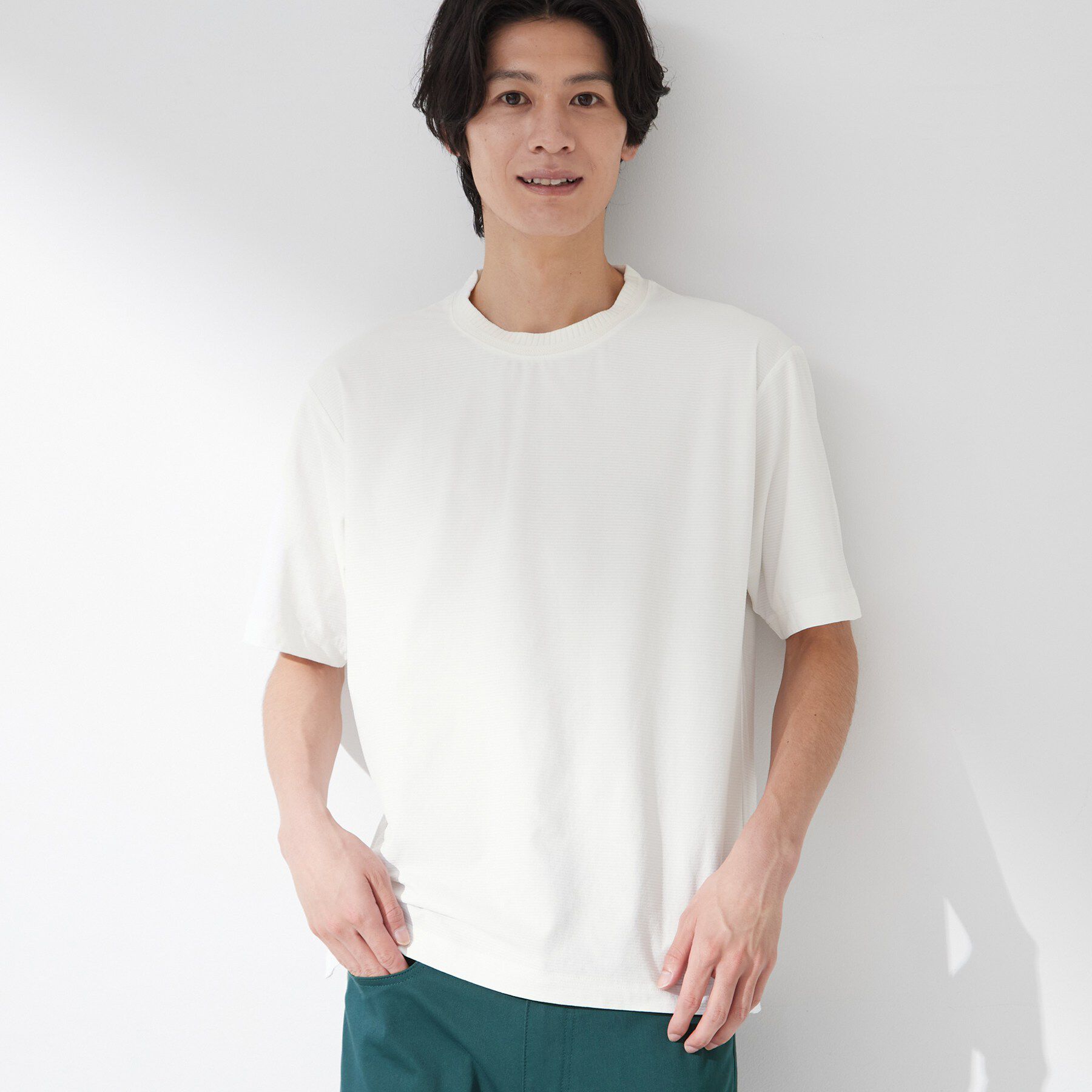 THE SHOP TK「【吸水速乾／UVカット／接触冷感】ミニリップル半袖Tシャツ」|Tシャツ・カットソー|