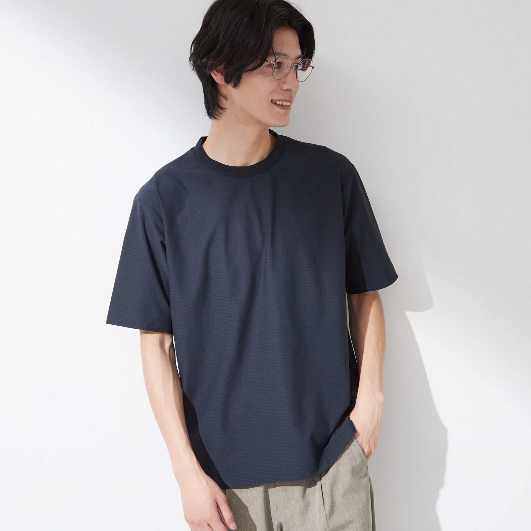 THE SHOP TK「【吸水速乾／UVカット／接触冷感】ミニリップル半袖Tシャツ」|Tシャツ・カットソー|