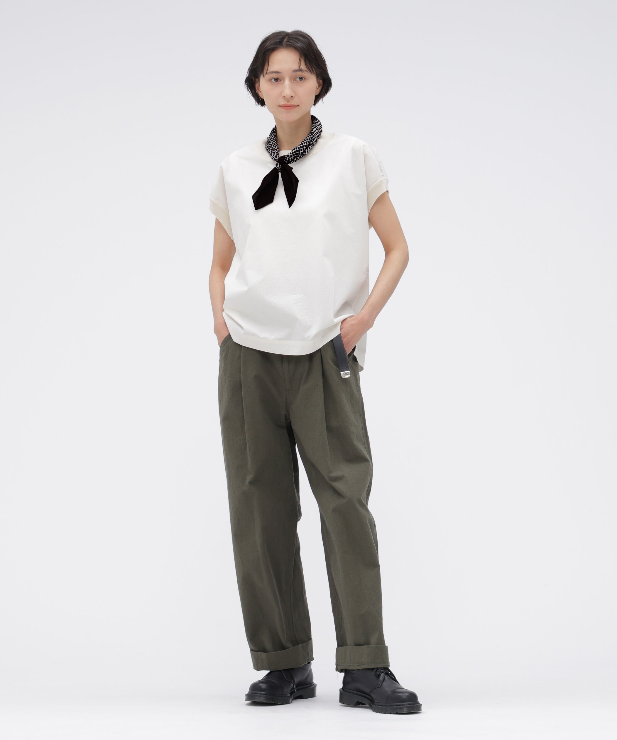 MHL.「PLAIN GRID SCARF」|バンダナ・スカーフ|