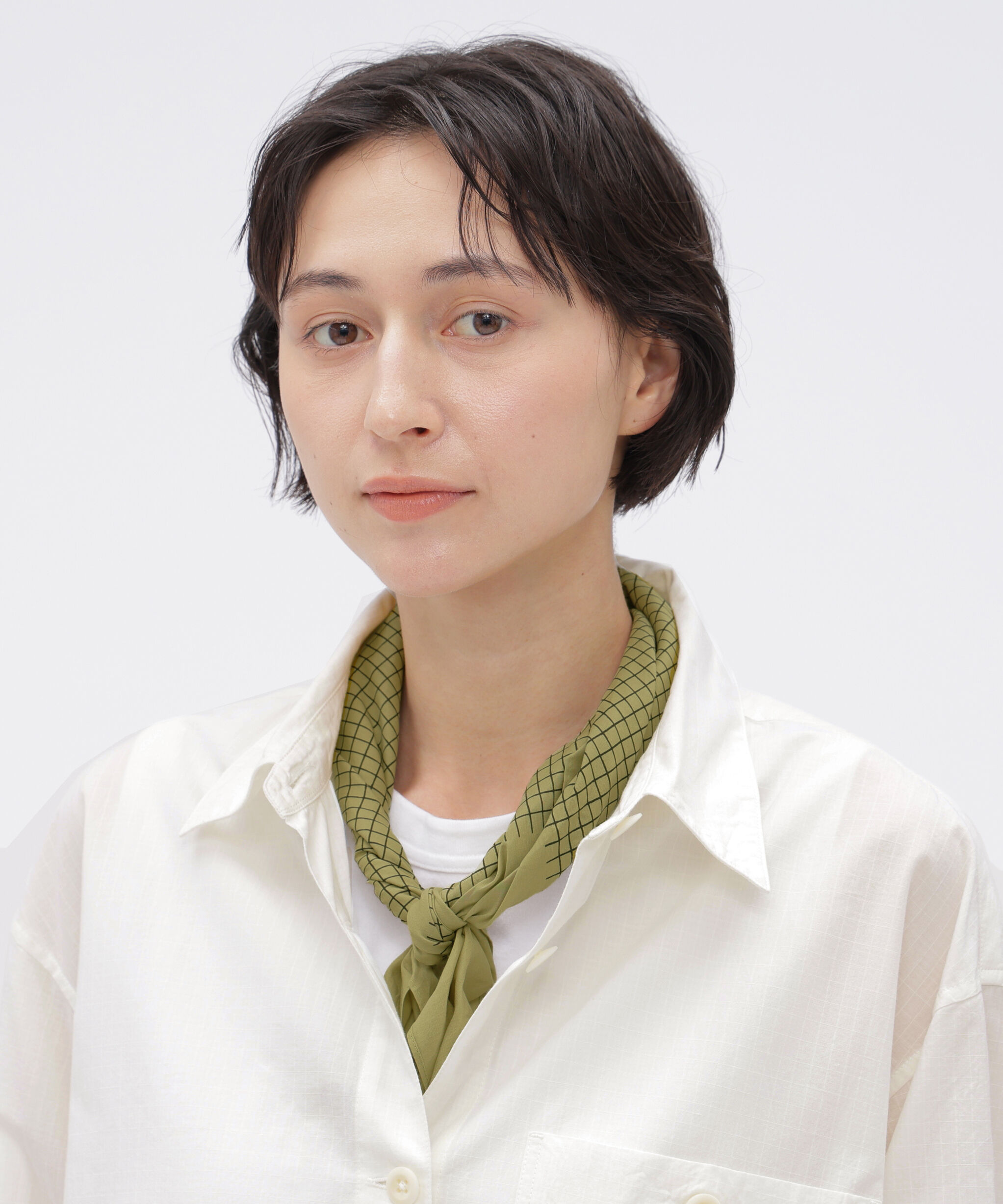 MHL.「PLAIN GRID SCARF」|バンダナ・スカーフ|