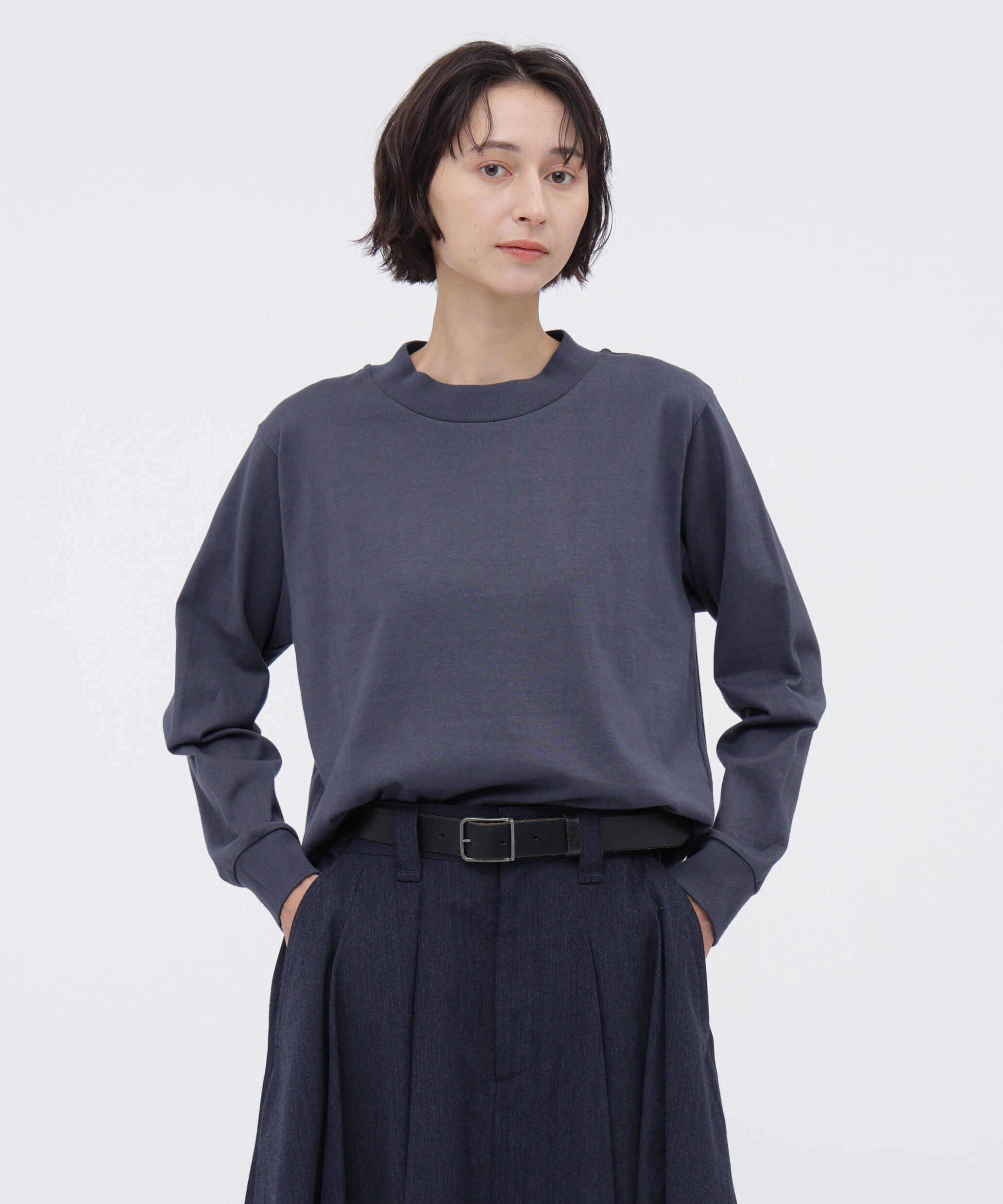 MHL.「MATTE COTTON JERSEY TOP」|Tシャツ・カットソー|MID GREY2