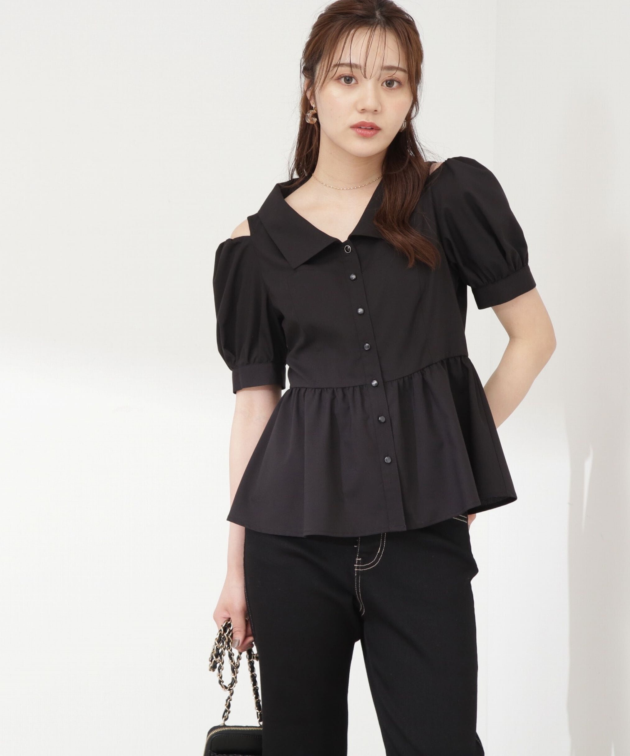 PROPORTION BODY DRESSING「ペプラムシャツブラウス」|シャツ・ブラウス|ブラック