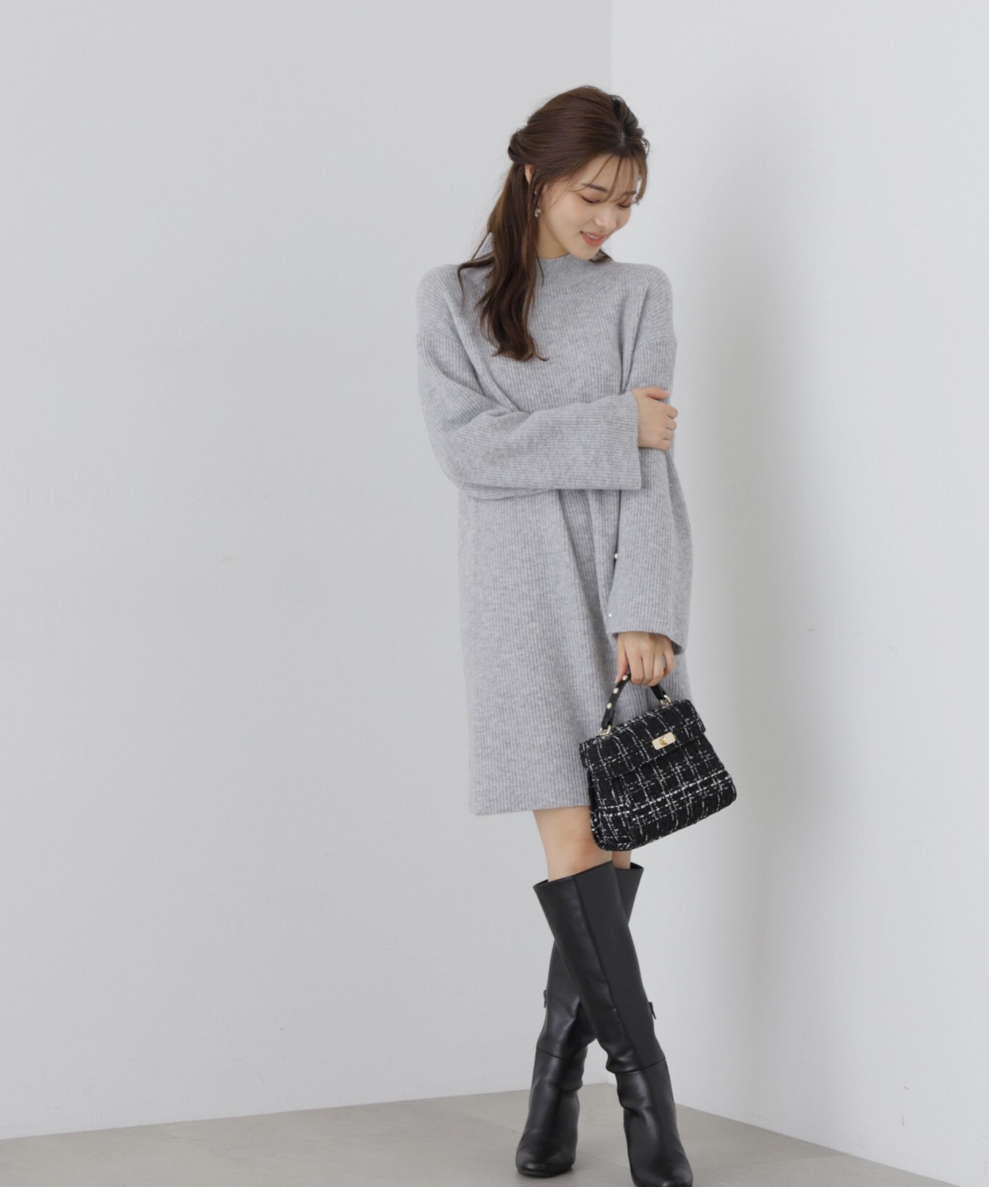 PROPORTION BODY DRESSING「レイヤード風デザインスリーブニットワンピース」|ワンピース|