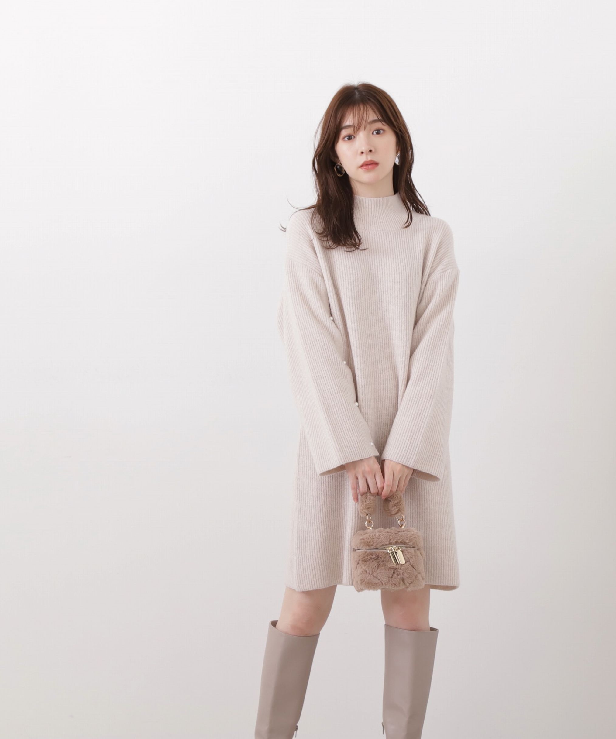 PROPORTION BODY DRESSING「レイヤード風デザインスリーブニットワンピース」|ワンピース|